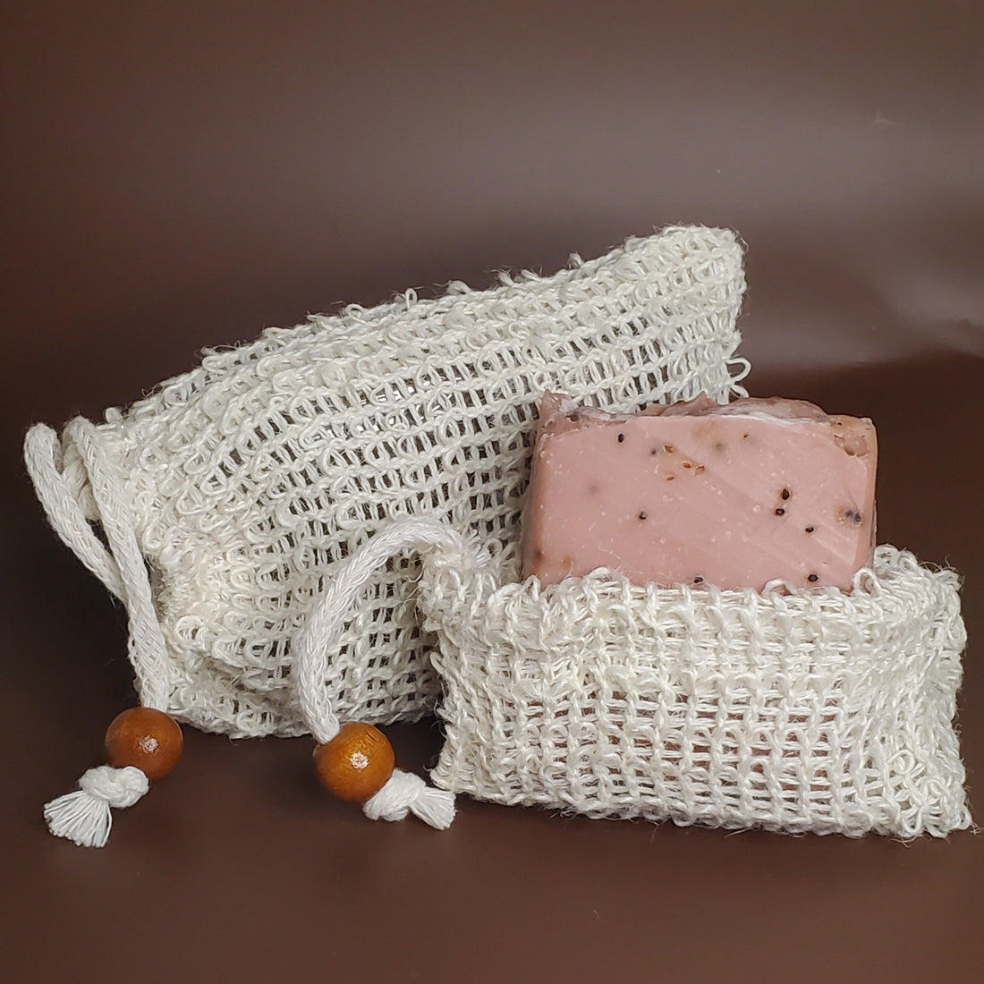 NATURAL SISAL MESH EXFOLIATING SOAP BAG